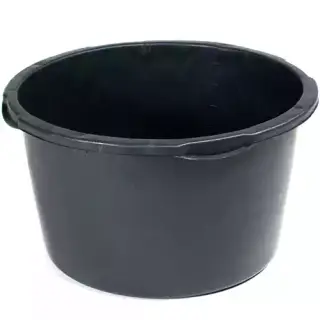 Bruksbalja Rund bruksbalja av svart polyeten. Litergradering. Bra för EPS-cement.