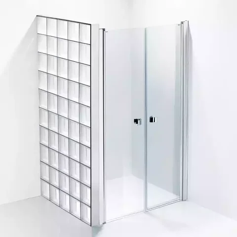Stockholm: Glasblock med duschdörrar och profiler. Profil: Matt | Blank | Svart eller Vit.