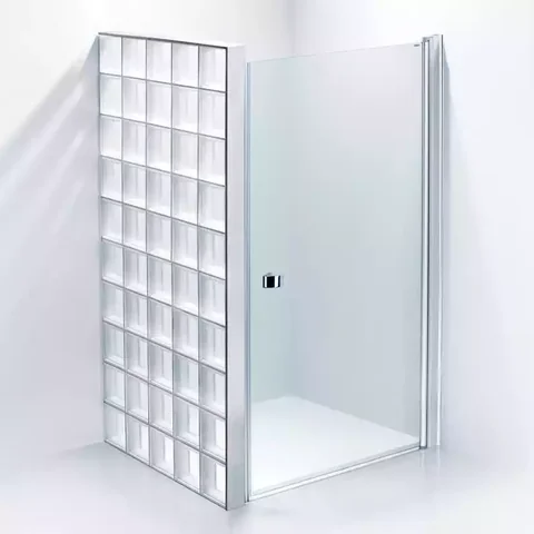 Göteborg 2: Glasblock med duschdörrar och profiler. Profil: Matt | Blank | Svart eller Vit.
