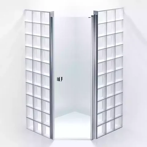 Åre 2: Glasblock med duschdörrar och profiler. Profil: Matt | Blank | Svart eller Vit.